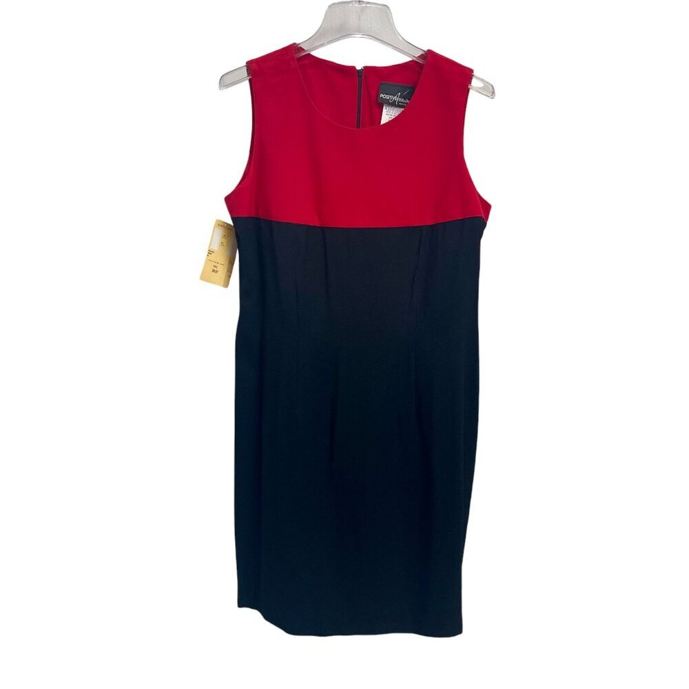 NWT Positive Attitude Petite Red and Black Color Block Two-Piece Dress and Coat - Picture 6 of 10